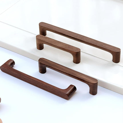 KOVNISE 6 Cabinet Pulls 160MM Cupboard Handles Dark Walnut Wood Color