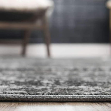 Alfombra de área gris oscuro vintage tradicional Unique Loom Sofia Collection (0,9 m x 1,5 m)