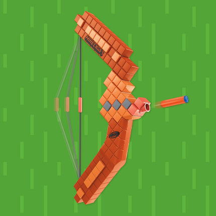 Lanzador de dardos Nerf Minecraft Bow, cebado con cuerda de retroceso, 8 dardos N1, para mayores de 8 años