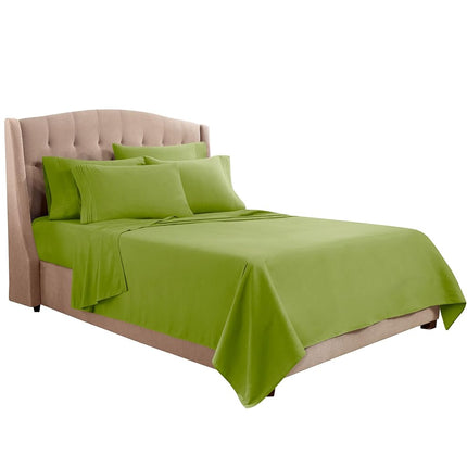 Clara Clark – Parure de lit 1800 fils, avec taies d'oreiller supplémentaires, drap-housse à poches profondes, draps et taies d'oreiller de luxe doux, très grand lit Flex-Top, vert Calla