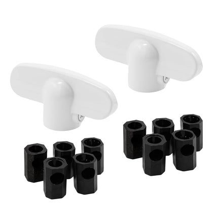 Prime-Line Products H 3892 Operator Tee Handle, 1-1/8 in. x 2-3/8 in., Diecast, White, Universal Spline Adaptors (2-Pack)