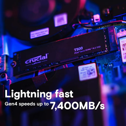 Crucial T500 500GB SSD PCIe Gen4 NVMe M.2, Up to 7200MB/s, TLC NAND, Laptop and Desktop Compatible, Microsoft DirectStorage, Solid State Drive - CT500T500SSD8