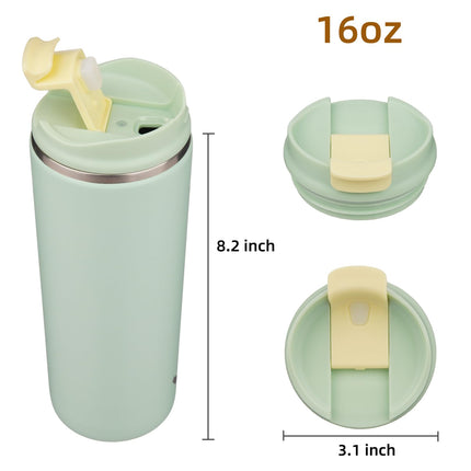 Konokyo Tumbler with Lid, 16 oz Travel Coffee Mug Double Wall Vacuum Stainless Steel Thermal Metal Cup Insulated Water Bottle,Macaron Green