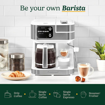 Cuisinart Coffee Center Barista Bar 4-in-1 Coffee Maker, Single-Serve Pods Compatible, Coffeemaker, Three Brewing Sizes, SS-4N1W, White