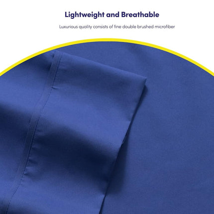 Sweet Home Collection Parure de draps 6 pièces en microfibre brossée 1500 fils/pouce carré avec poches profondes – 2 taies d'oreiller supplémentaires, bon rapport qualité-prix, lit court de camping-car Queen, bleu roi