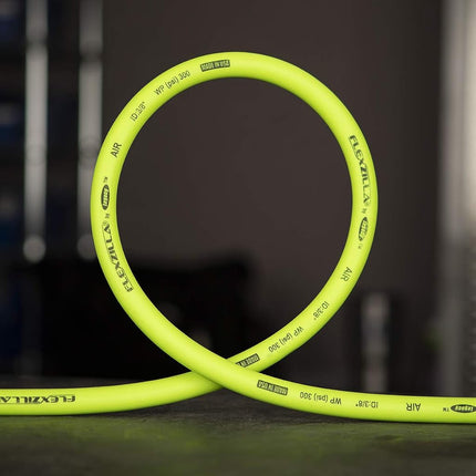 Flexzilla Air Hose, 3/8 in. x 50 ft., 3/8 in. MNPT Fittings, Heavy Duty, Lightweight, Hybrid, ZillaGreen - HFZ3850YW3