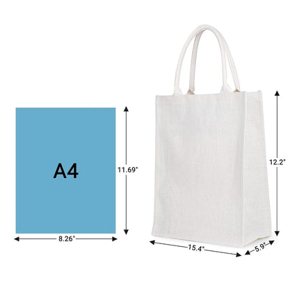 Segarty Tote Bags, 3 Pack Large White Burlap Jute Reusable Canvas Gift Favors Bag with Handles Blank Tote Bulk for Bridesmaid Wedding, Women Market Grocery Shopping, Bachelorette Party, Beach Trip