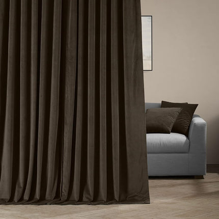 HPD Half Price Drapes Signature Velvet Thermal Blackout Curtains for Living Room 96 Inch Long (1 Panel) Rod Pocket Insulated Blackout Curtains for Bedroom Window Curtains, 100W x 96L, Java
