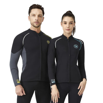 Wetsuit Top Men's 1.5mm Neoprene Wetsuits Jacket,Front Zipper Long Sleeves Diving Suit for Scuba,Snorkeling,Diving Swimming,Surfing (Black, XXXX-Large)
