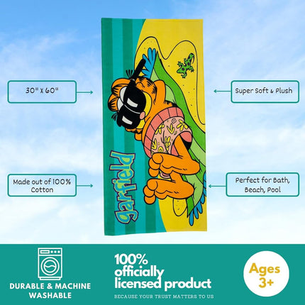 Franco Collectibles Serviette de Bain/Piscine/Plage en Coton Super Doux Garfield, 152 cm x 76 cm, (Produit 100 % sous Licence Officielle)