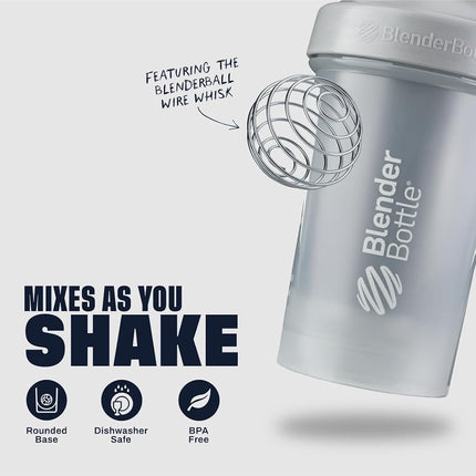 BlenderBottle Classic V2 Shaker Bottle Perfect for Protein Shakes and Pre Workout, 32-Ounce, Pebble Grey