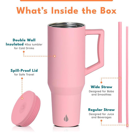 Elemental Spill Proof 40oz Insulated Tumbler with Handle & Straw Travel Mug