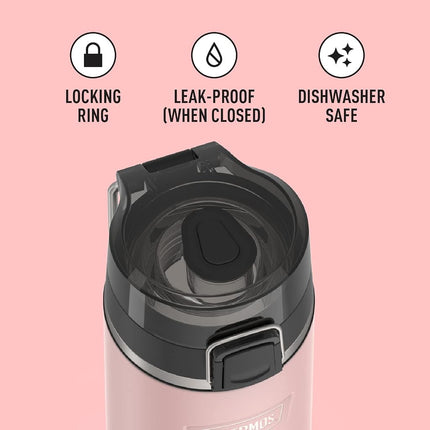 Thermos ICON Series by Stainless Steel Water Bottle with Spout 24 Ounce, Sunset Pink
