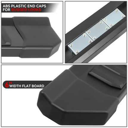 DNA MOTORING 6" Side Step Flat Running Boards Stainless Steel Compatible with 22-23 Ford F-150 Super Crew Cab, Black, STEPB-ZTL-8321-BK
