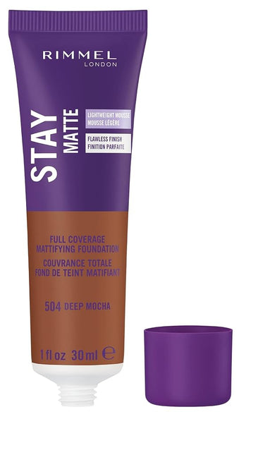 Stay Matte Lightweight Foundation - 504 Deep Mocha by Rimmel London for Women - 1 oz Foundation