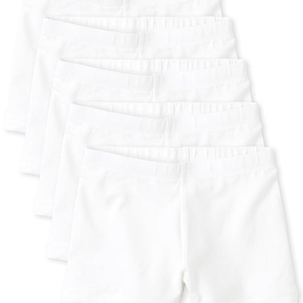 The Children's Place Short basique de danse pour fille, blanc, paquet de 5, grande taille