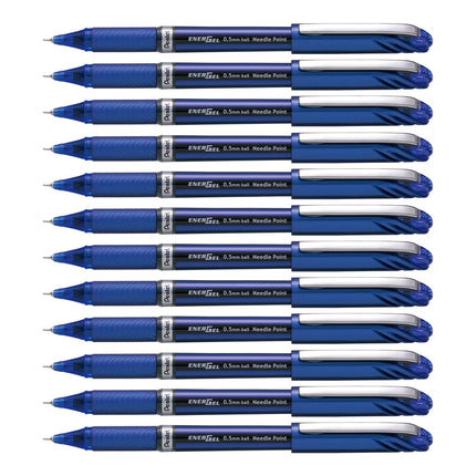 Pentel BLN25-C - Energel Plus Needle Tip Rollerball 0.5mm Blue- PK12