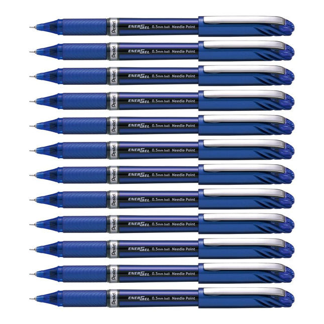 Pentel BLN25-C - Energel Plus Needle Tip Rollerball 0.5mm Blue- PK12