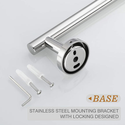 USHOWER Polished Chrome Towel Bar, 24-Inch Towel Racks for Bathroom Wall-Mounted, SUS304 Stainless Steel Towel Rod (Total Length 26-Inch)