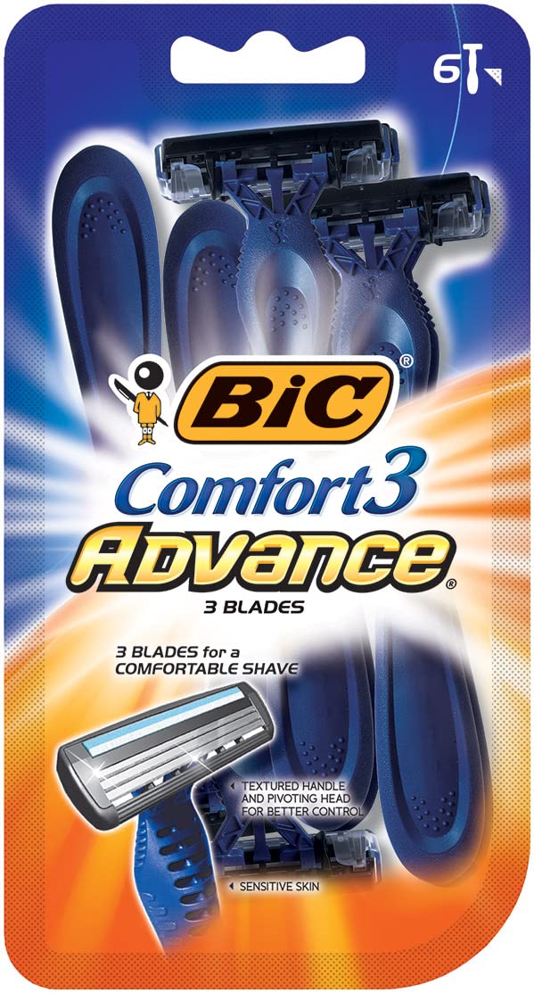 BIC Comfort 3 Advance Men's 3-Blade Disposable Raz