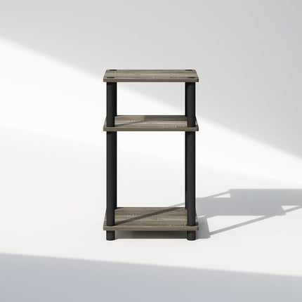 Furinno JUST Night Stand, 3-Tier Turn-N-Tube Nightstand, Toolless Bedside Table, End Table, Side Table with Open Storage for Bedroom, Living Room, French Oak