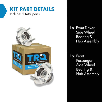 TRQ Front Wheel Hub & Bearing Assembly Pair Set for 90-05 Mazda Miata