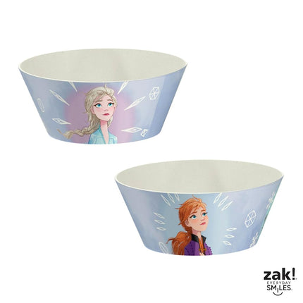 Juego de vajilla infantil de 3 piezas de Zak Designs Disney Frozen 2, plato, cuenco y vaso de melamina y bambú duraderos y sostenibles son perfectos para la hora de la cena en familia (Anna, Elsa, Olaf)
