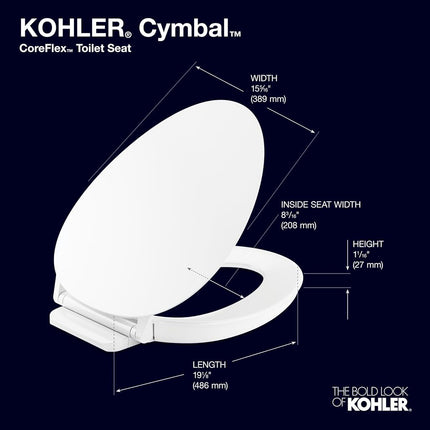 KOHLER 57777-WCF-0 K-57777-WCF-o Cymbal Readylatch Quiet-Close Toilet seat, Elongated, White