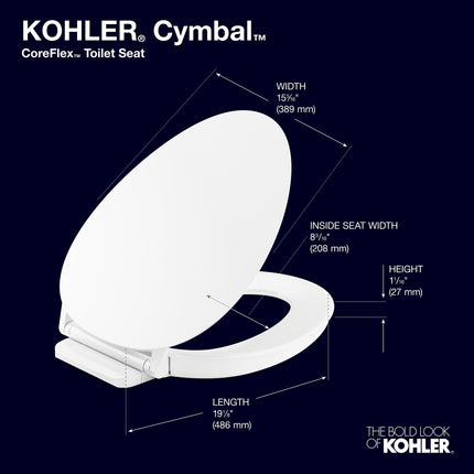 KOHLER 57777-WCF-0 K-57777-WCF-o Cymbal Readylatch Quiet-Close Toilet seat, Elongated, White