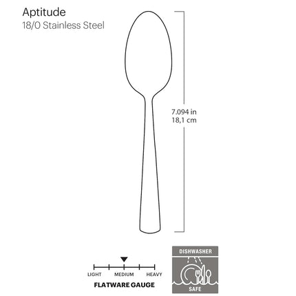Oneida H084006D Aptitude DIN SPNS S/6 (16) Flatware-Soup-Spoons, Stainless Steel, Silver