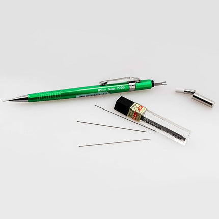Pentel Sharp Mechanical Pencil, (0.5mm), Metallic Barrels, Assorted Colors (B/C/D), 3-Pk (P205MBP3M1)