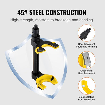VEVOR Strut Spring Compressor Set, Macpherson Strut Spring Compressor Kit, Interchangeable Fork Strut Coil Extractor Remover Tool, with Yellow Protective Sleeve and Carrying Case