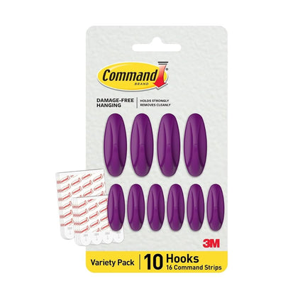 Command Mixed Designer Hook Pack, Candied Plum, 10