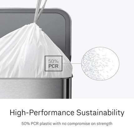 simplehuman Code H Custom Fit Drawstring Rubbish Bags, 30-35 Liter / 8-9 Gallon, White, 100 Count