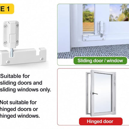House Guard Sliding Glass Door Locks Upgraded Version Complete Footlock Kit Suitable for Sliding Doors and Windows 100,000 Times of Lock Body Opening and Closing Detection(White)