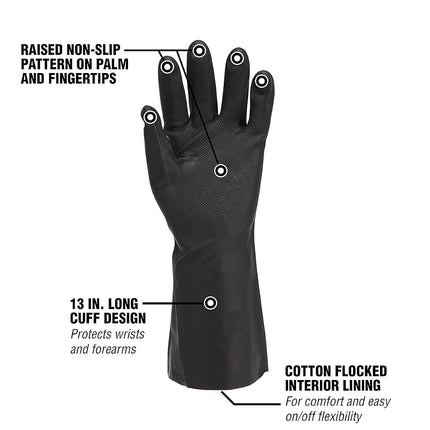 Flexzilla Pro GC400PM Guantes de limpieza de alta resistencia, neopreno, 13, negros, puño largo, medianos