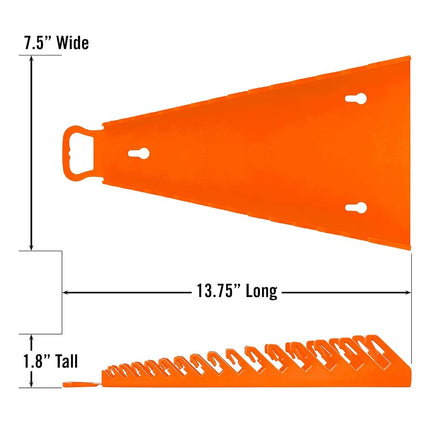 Ernst Manufacturing 5157 Gripper Reverse Wrench Portable Wrench Organizer - Holds 1/4" to 1 1/8" and 6 to 20mm Tools, Durable Flexible Grip, 15 Tool Capacity, Orange