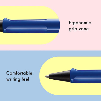 Lamy safari blue - Ballpoint Pen with ergonomic grip & line width M - for pleasant long writing - made of robust ASA plastic – including large capacity refill M 16 in blue