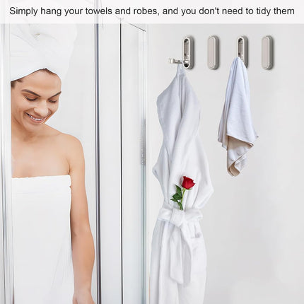Brushed Nickel Foldable Towel Hooks 4 Pack,Wall Hooks for Hanging Heavy Duty Coat Hooks & Purse Hook Wall Mount Storage Solution for Bathroom,Closet,Entryway,Pool and Kitchen (4, Brushed Nickel)