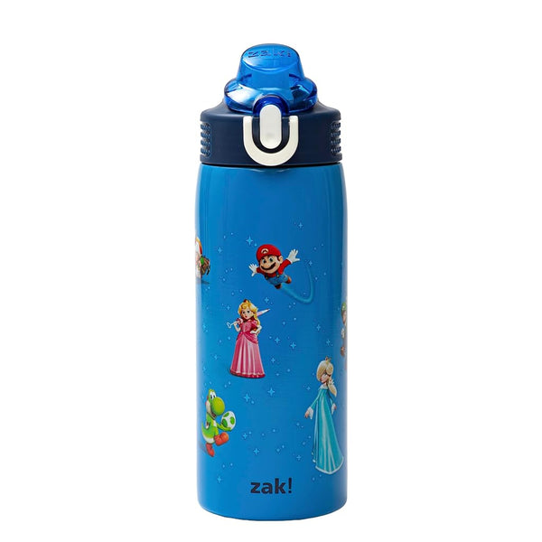 Zak Designs Nintendo The Super Mario Galaxy Movie Sage Kids Water Bottle For School or Travel, 19oz Insulated Stainless Steel Water Bottle With Leak-Proof Straw, BPA Free (Mario & Friends)