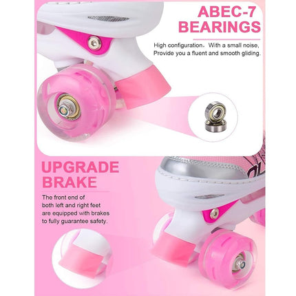 OTW-Cool Adjustable Roller Skates for Girls and Women, All 8 Wheels of Girl's Skates Shine, Safe and Fun Illuminating for Kids