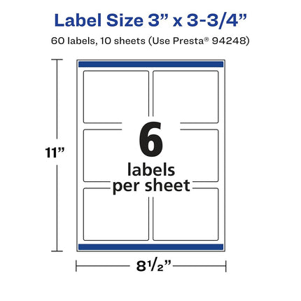 Avery Glossy Clear Rectangle Labels with Sure Feed, 3" x 3.75", 60 Glossy Clear Labels, Print-to-The-Edge, Laser/Inkjet Printable Labels