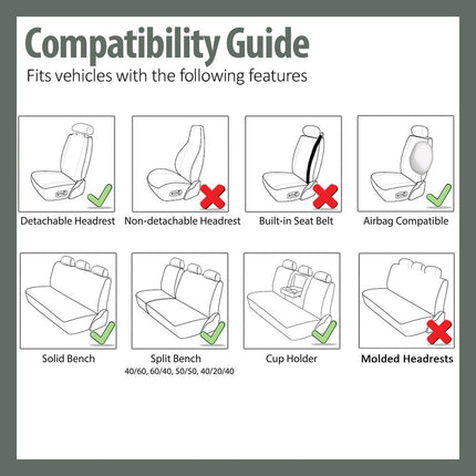 FH Group Flat Cloth Seat Covers Front Seat and Solid Rear Bench Full Set with Gift - Universal Fit for Cars, Trucks & SUVs (Burgundy)