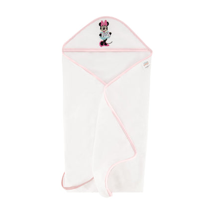 Disney Cudlie Baby Girl Minnie Mouse 2 Pack Rolled/Carded Hooded Towels in Tiny Stripe Print