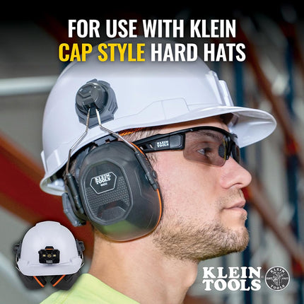 KLEIN TOOLS 60532 Earmuffs, Cap and Safety Helmet Hard Hat Attachment, 26dB Noise Protection, Construction, Manufacturing, Maintenance