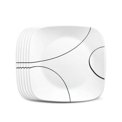 Corelle Square Simple Lines Lunch Plate Set, 6 Pac