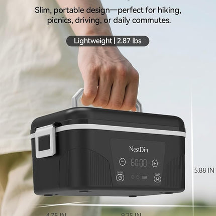 NestDin Cordless Heated Lunch Box: 1.4L Electric Lunch Box with Battery Powered - Custom Heating Time and Preset Heating Function for Adult - Portable Food Warmer for Office, Travel, Outdoor