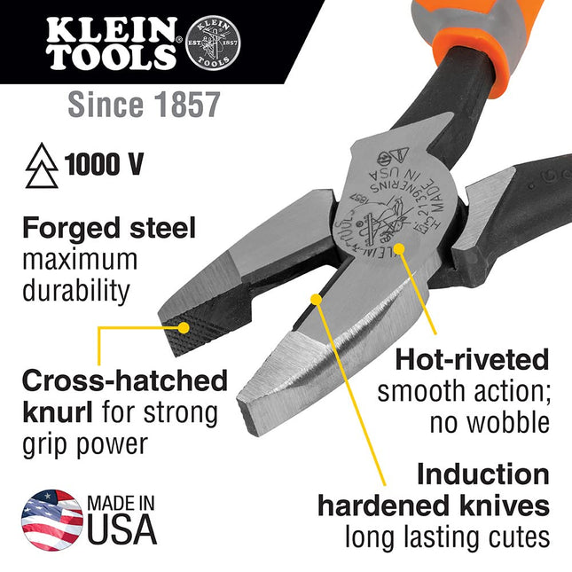 Klein Tools 9417R Insulated Plier and Wire Stripper Tool Set, Side-Cutter, Diagonal-Cutter, Long-Nose Pliers, Wire Stripper, 4-Piece
