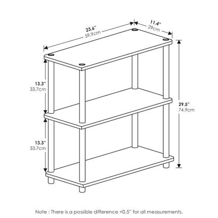 Furinno TURN-N-TUBE Storage Shelves, 3-Tier Book Shelf, Corner Shelf, Toolless Open Shelves, for Organization and Storage, Living Room, Garage, Home Office, Dark Cherry