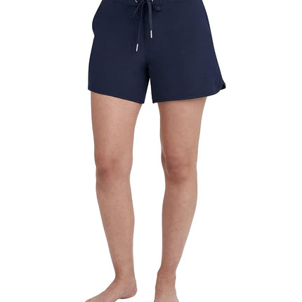 Nautica Women's Solid 4 1/2" Core Stretch Boardshort with Adjustable Waistband Cord, Deep Sea, X-Large